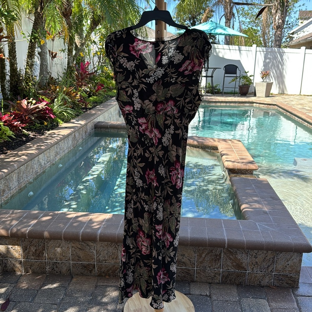 Karen Kane floral 100% silk maxi dress. XL - Picture 6 of 6
